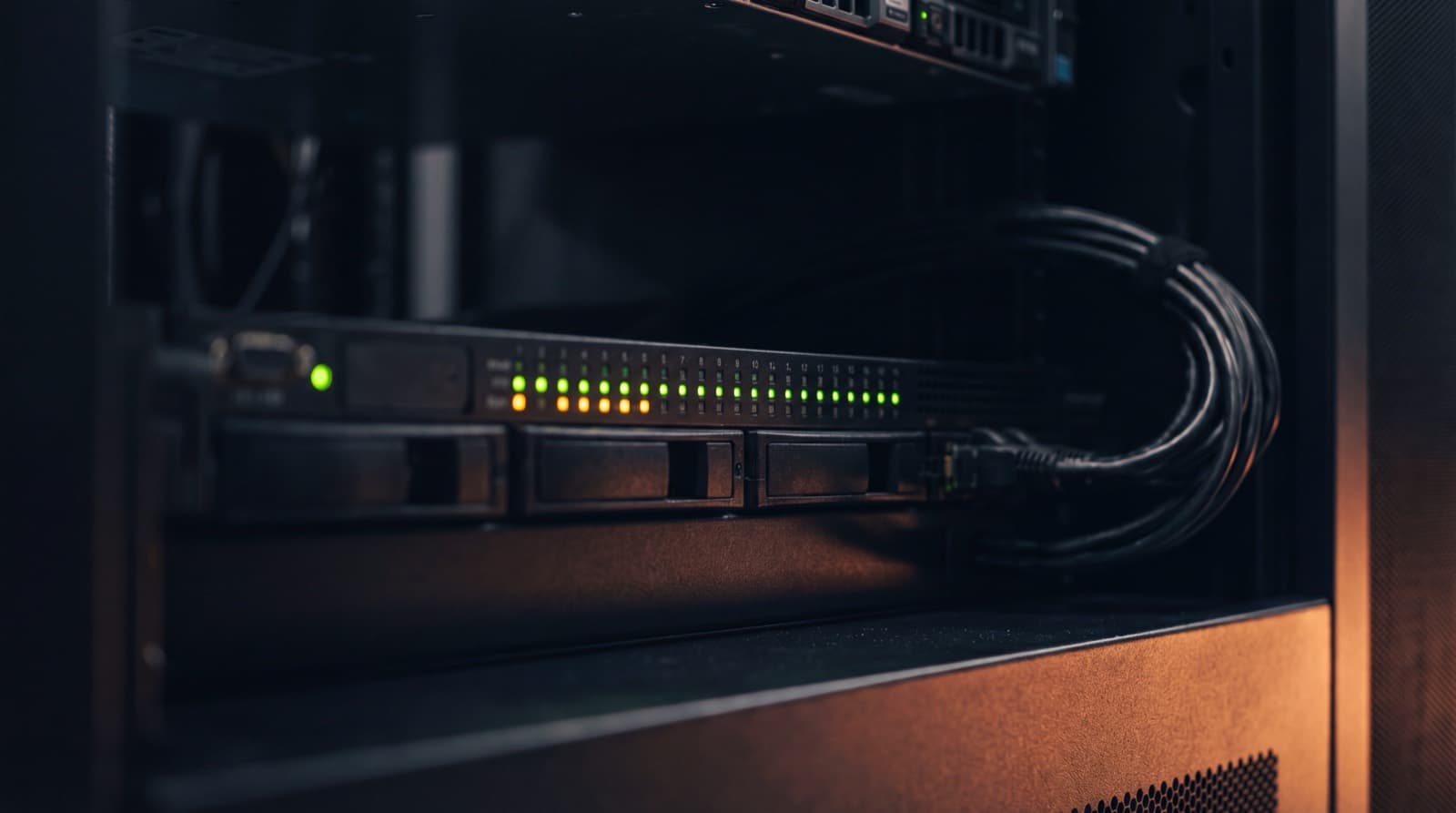 Server room interior representing data security infrastructure.